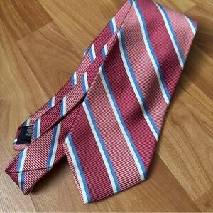 Brooks Brothers Makers Pure Silk Necktie Pink Blue Striped USA Made